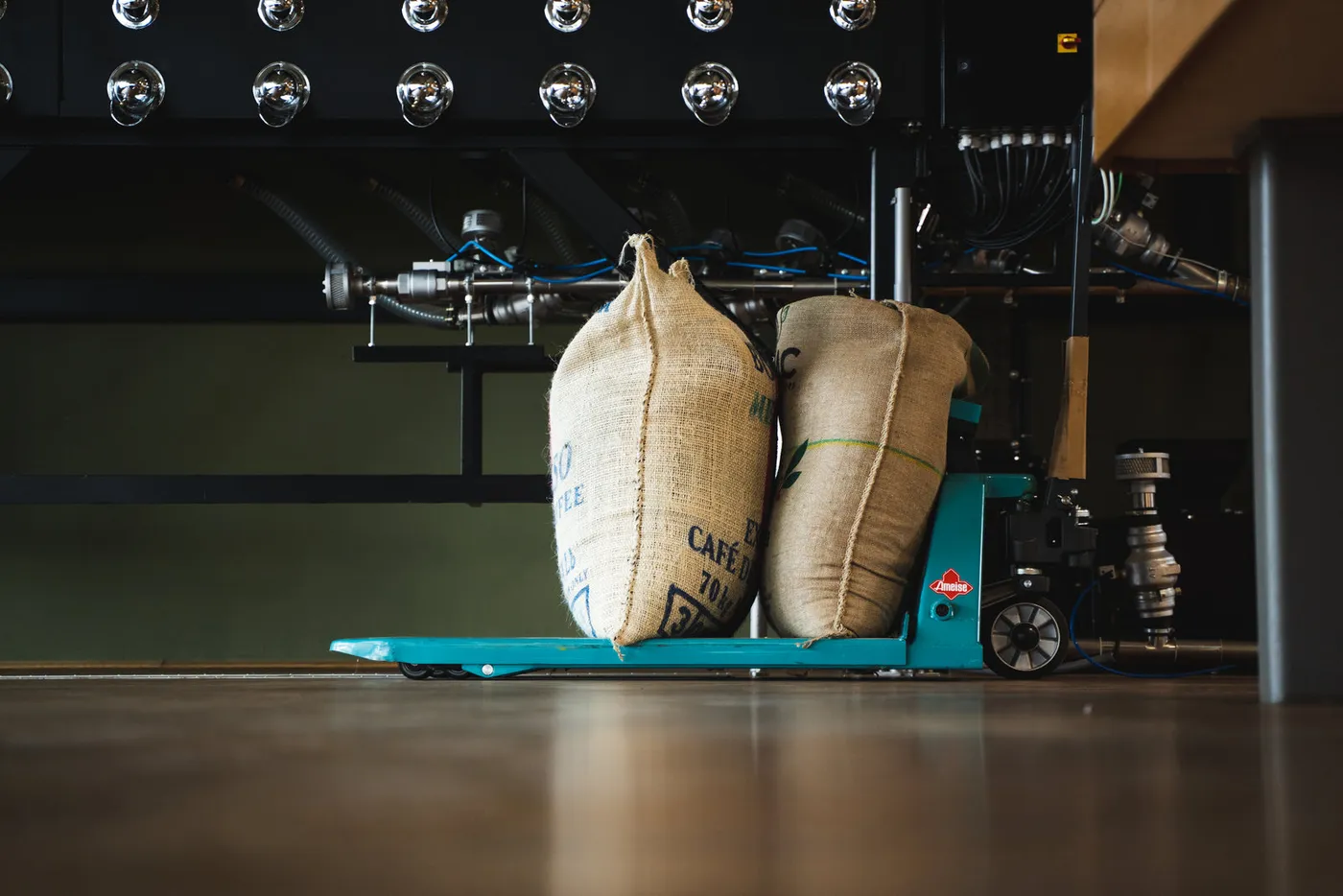 Sacks of green coffee
